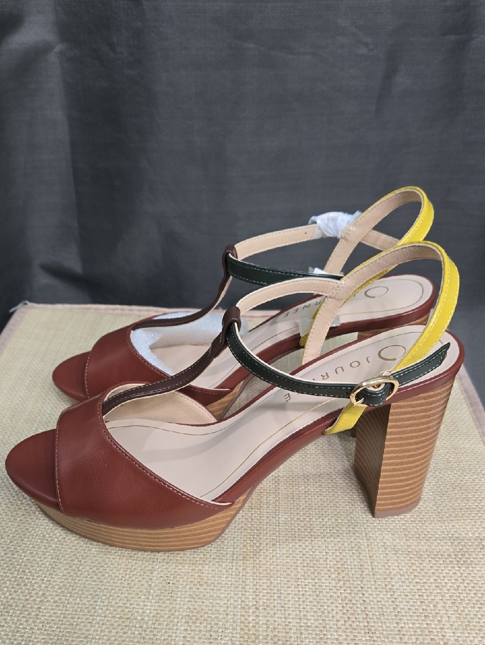 Brown Leather Block Heels